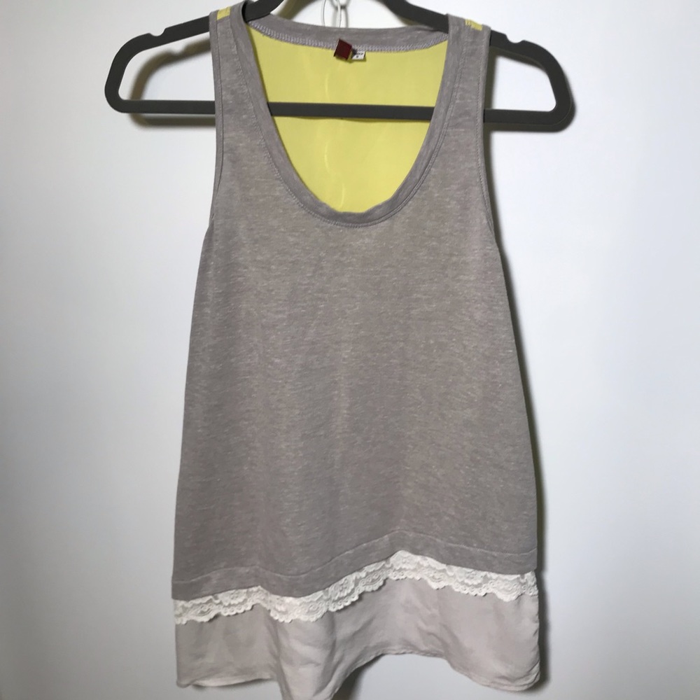🦄 Kut from the Kloth high low lace hem tank top S
